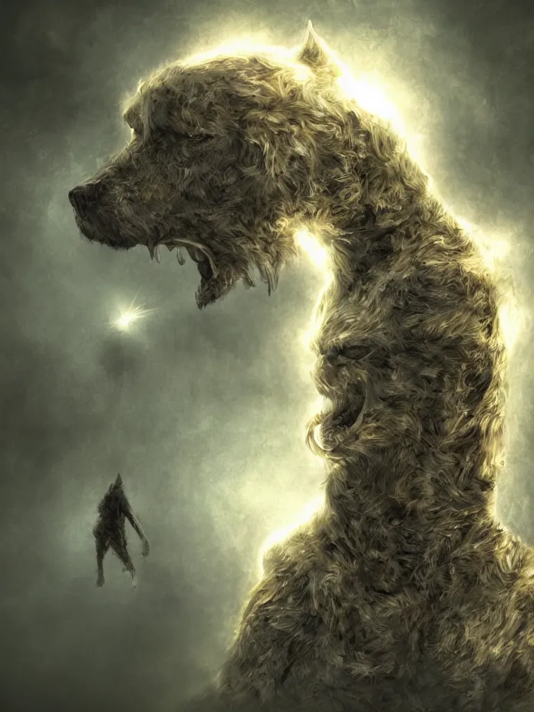 Prompt: the dogman, intricate, extremely detailed, sharp focus, concept art, illustration, sci-fi, volumetric lighting