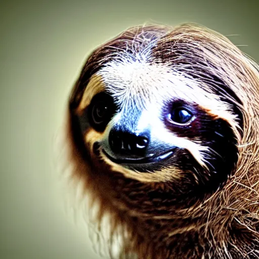 Prompt: a sloth - cat - hybrid with a beak, animal photography, wildlife photo, award winning