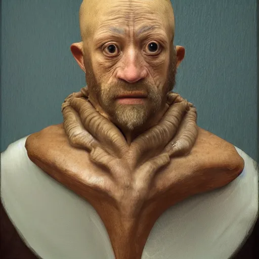 Image similar to the portrait of realistic fish man, in the style of Caravaggio, soft lighting, masterpiece, 8k,