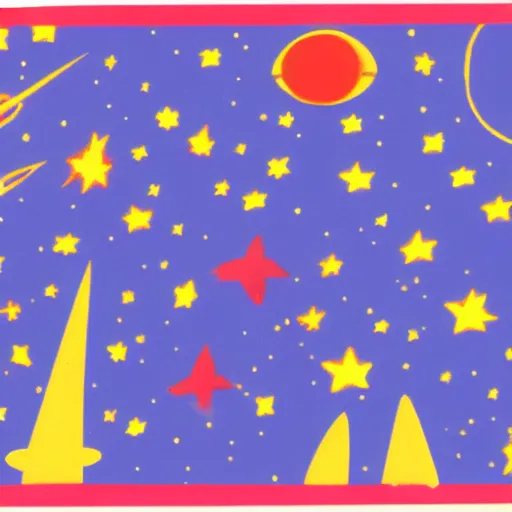 Prompt: Liminal space in outer space, 80s clip art