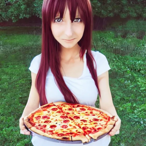 Image similar to anime girl with a pizza