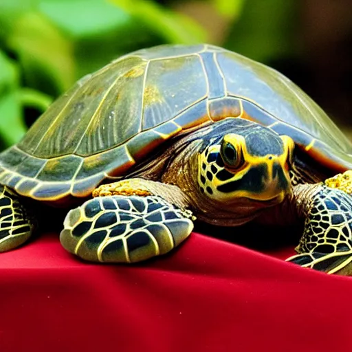 Image similar to red Ear slider turtle as the pope