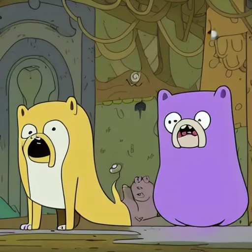 Prompt: fantasy episode with animals from the series Adventure Time