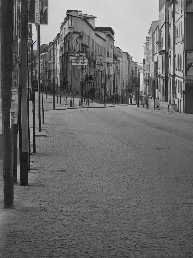 Image similar to a black and white photo of a city street by pietro testa, featured on tumblr, berlin secession, 1 9 7 0 s, 1 9 9 0 s, matte photo