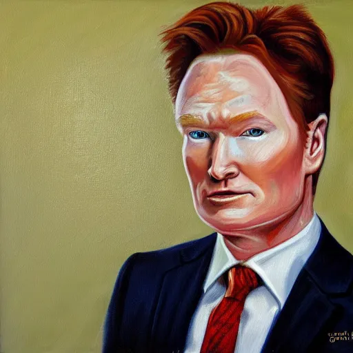 Prompt: conan o'brien, Oil painting, portrait