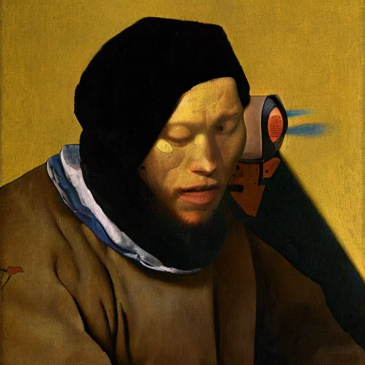 Image similar to cyborg by johannes vermeer