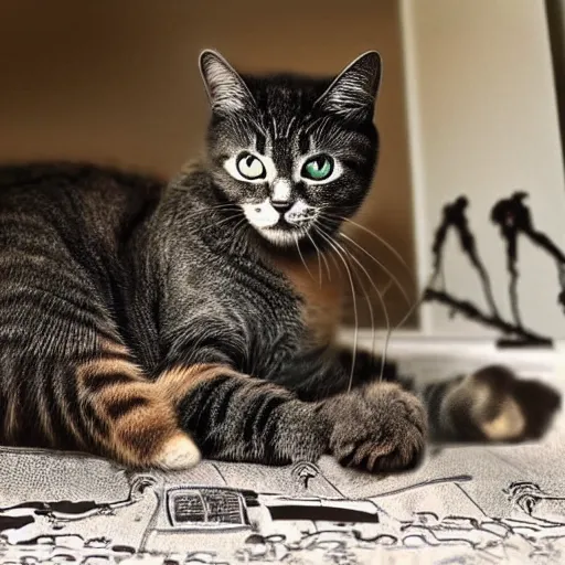 Image similar to cat terminator apocalyptic alcoholic