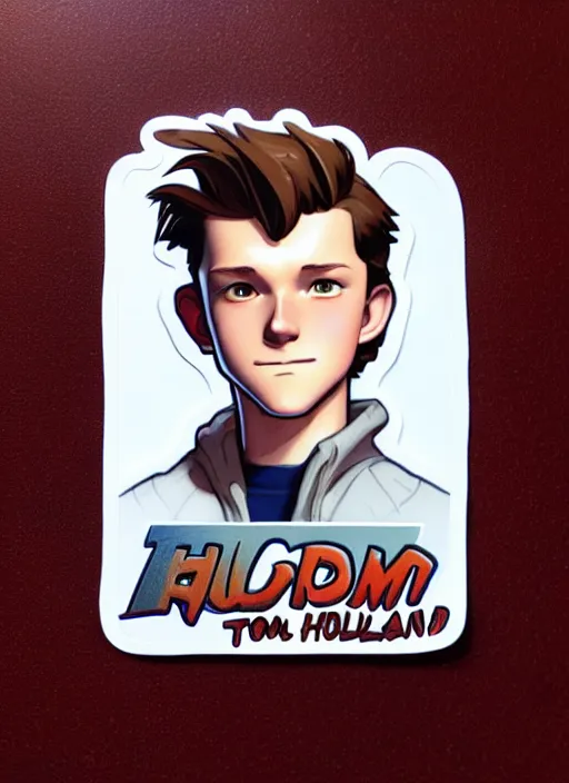 Prompt: cute tom holland sticker design, natural lighting, path traced, highly detailed, high quality, digital painting, by don bluth and ross tran and studio ghibli and alphonse mucha, artgerm