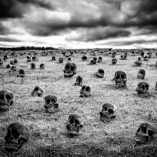Image similar to field of skeletons, award winning horror photography
