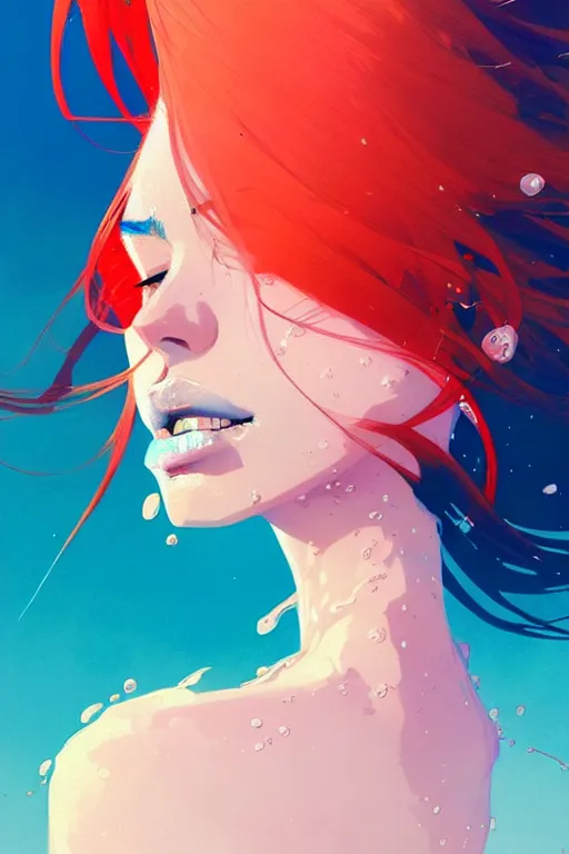 Image similar to a ultradetailed beautiful panting of a stylish woman with hair made out of water, by conrad roset, greg rutkowski and makoto shinkai trending on artstation