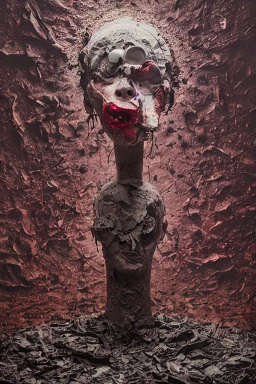 Image similar to a dark morbid portrait of an exploding human head made from antique paper, dry and dusty faling apart, intricate, cinematic lighting, surreal photography, simon stalenhag