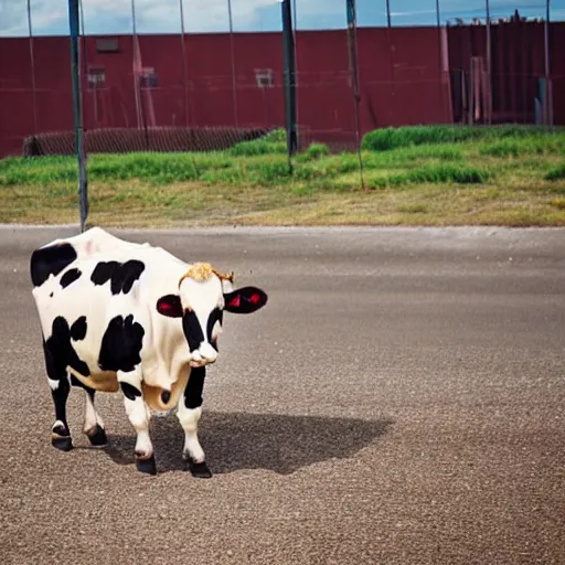 Image similar to cow running from a cage to a light of freedom