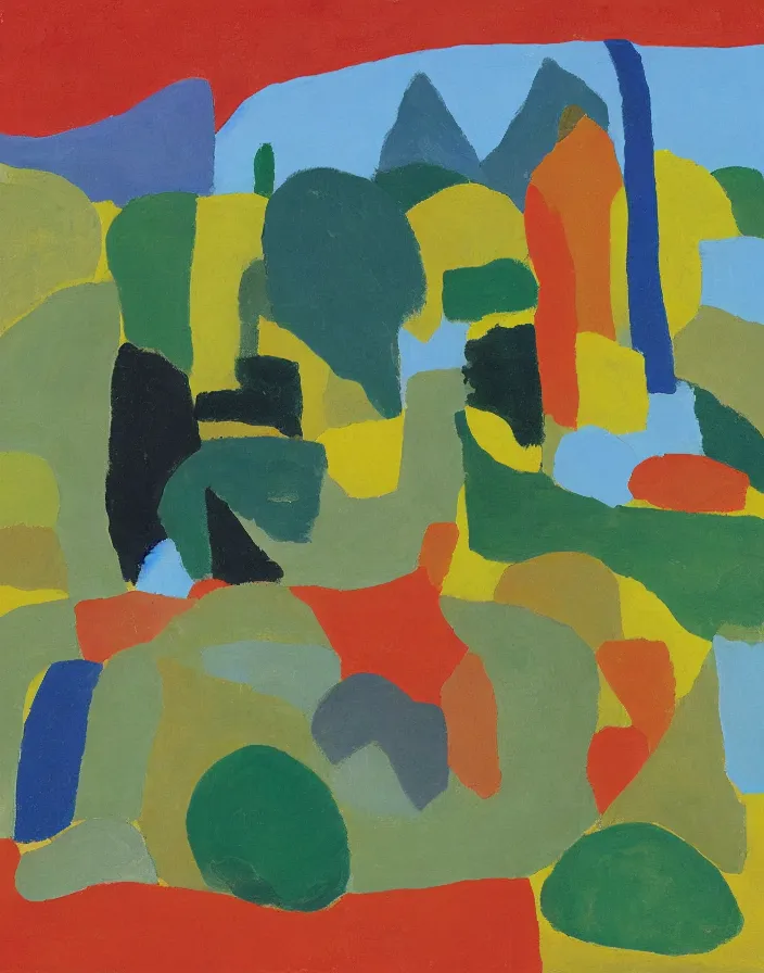 Image similar to a portrait of a character in a scenic environment by Etel Adnan