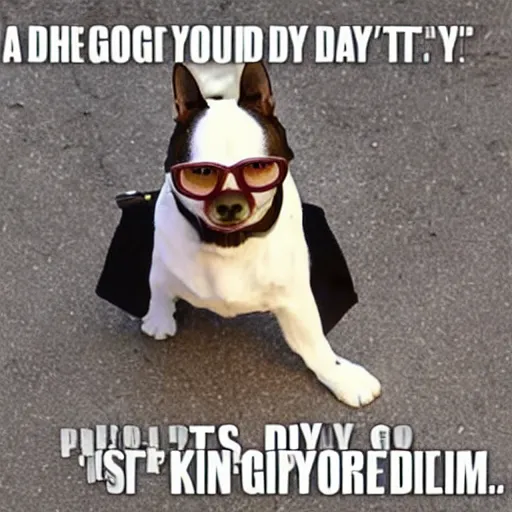 Prompt: a dog meme about when the day doesn't go according to plan, trending on giphy, giphy memes, 4 k, 8 k