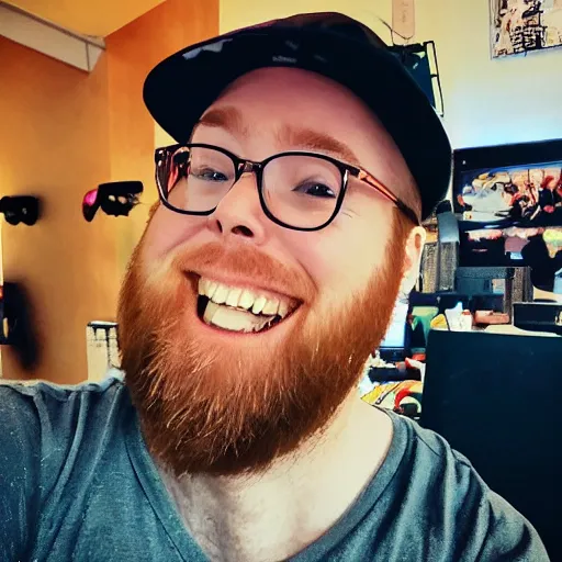 Prompt: jesse cox smiling selfie