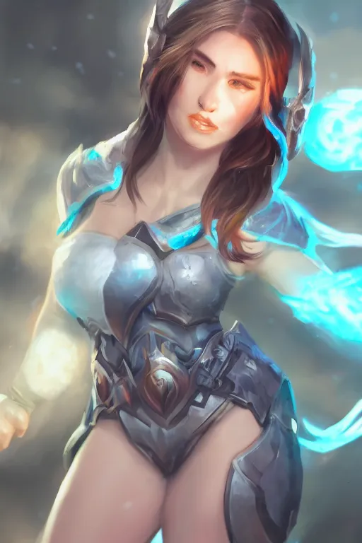 Image similar to New support female champion, ice enchanter art by Chengwei Pan, trending on artstation, digital paint, artstationHD, artstationHQ, 4k, 8k