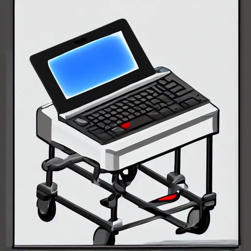 Prompt: digital painting of a computer smart cart