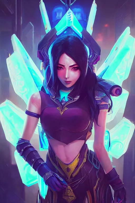 Image similar to irelia from league of legends, cyberpunk futuristic neon. flying kunai's, decorated with traditional japanese ornaments by ismail inceoglu dragan bibin hans thoma greg rutkowski alexandros pyromallis nekro rene maritte illustrated, perfect face, fine details, realistic shaded, fine - face, pretty face, masterpiece