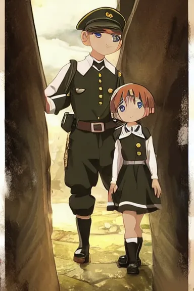 Prompt: beautiful little boy in nazi male uniform posing with an jew. made in abyss art style, sharps focus, cute detailed artwork, anatomically correct, ilya kuvshinov, reflection, perfect composition, wallpaper mobile, digital art, detailed anime soft face, symmetrical face, western comic, illustration, realistic, smooth, lois van baarle, soft details, illumination