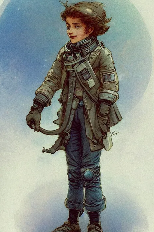 Image similar to ( ( ( ( ( 2 0 5 0 s retro future 1 0 year old boy super scientest in space pirate mechanics costume full portrait. muted colors. ) ) ) ) ) by jean baptiste monge, disney!!!!!!!!!!!!!!!!!!!!!!!!!!!!!!