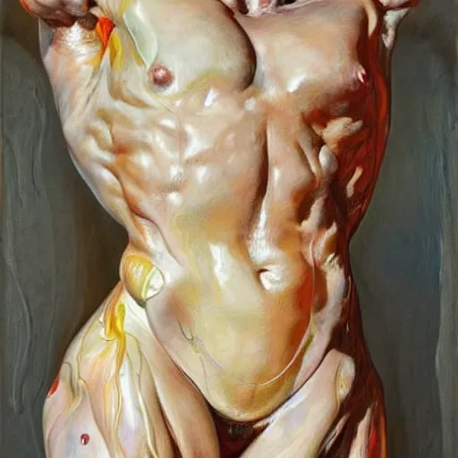 Image similar to body sculptured made by oil panting, volumetric. By jenny saville