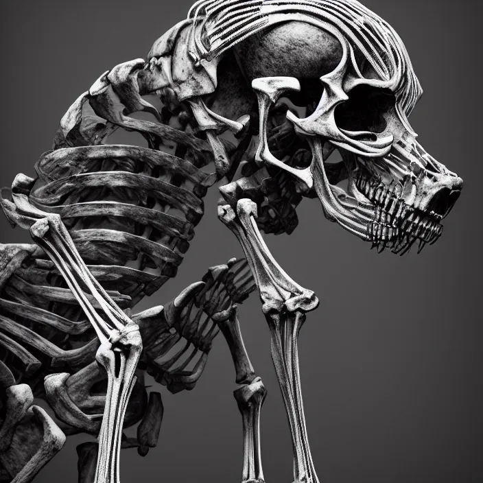 Intricate Fusion: Skeletons, Portraits, and Geometric Shapes