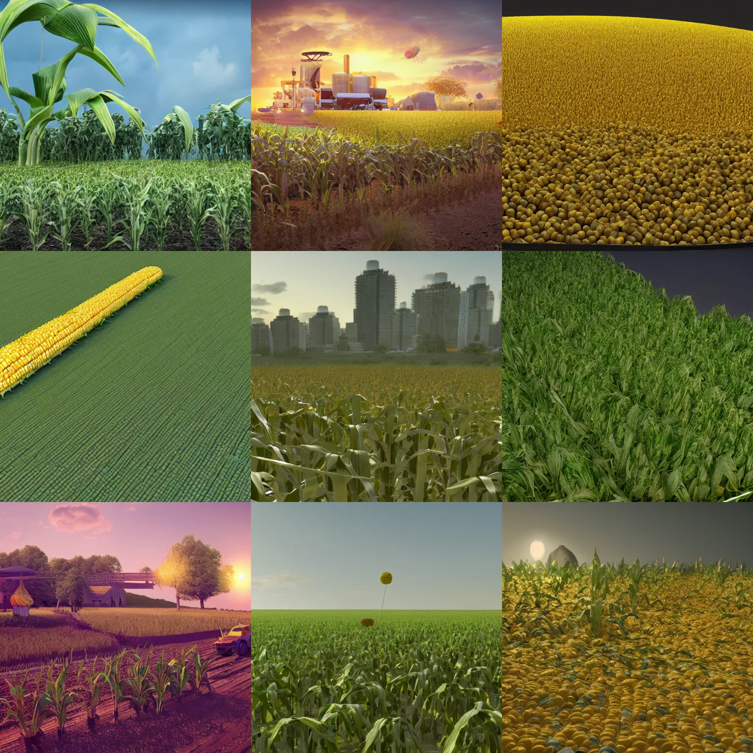 Prompt: corn utopia, octane render, detailed, trending