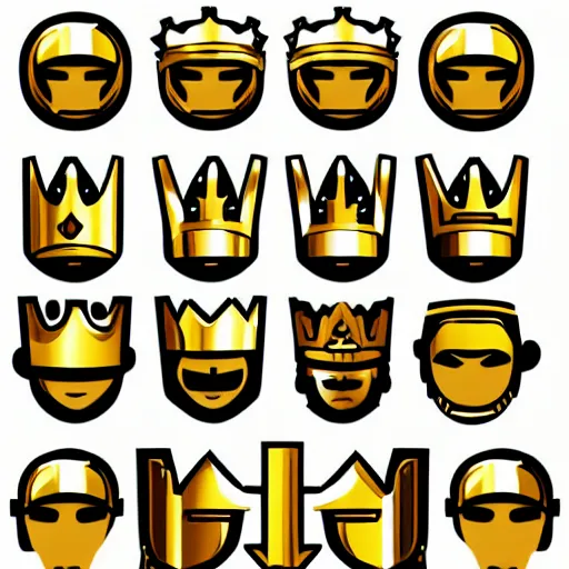 Image similar to gaming emoji concept gold armor crown style of emoji, vector art, white background, no watermark white background