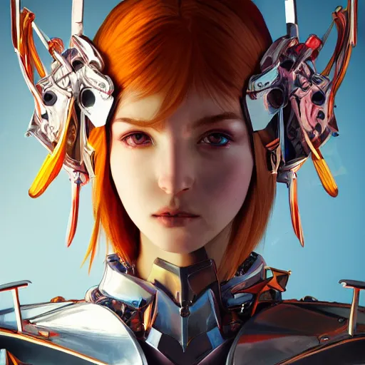 Image similar to studio portrait of lawful good colorful female holy mecha paladin absurdly beautiful, elegant, young sensual graceful woman, ultrafine hyperrealistic detailed face illustration by kim jung gi, irakli nadar, intricate linework, sharp focus, bright colors, matte, octopath traveler, final fantasy, unreal engine highly rendered, global illumination, radiant light, intricate environment