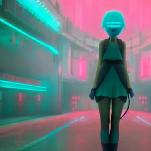 Image similar to still of hatsune miku in blade runner 2 0 4 9, imax, neon