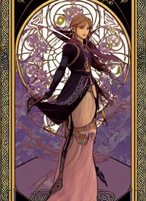 Prompt: the Empress tarot card art nouveau beautiful full body dark fantasy Legend of Zelda breath of the wild, blackpink lisa+smoky eyes+front face with light flowing hair, ultradetail face, art and illustration by CASIMIR ART and tian zi and craig mullins and Ayami Kojima and WLOP and alphonse mucha, fantasy, intricate complexity, human structure, human anatomy, fantasy character concept, watermark, blurry, hyperrealism 8k