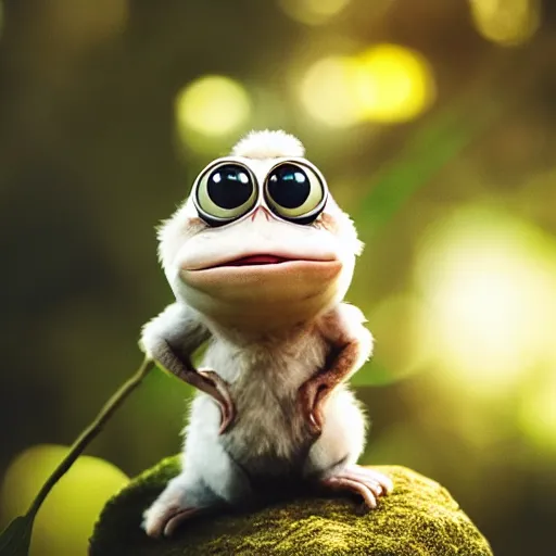 Prompt: very very very very cute chibi Pepe, portrait, pixar style, forest background, cinematic lighting, award winning creature portrait photography