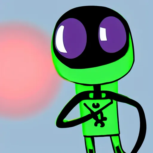 Image similar to elon musk as invader zim, move still, cinematic lighting