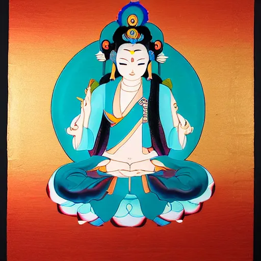 Image similar to thangka portrait of hatsune miku