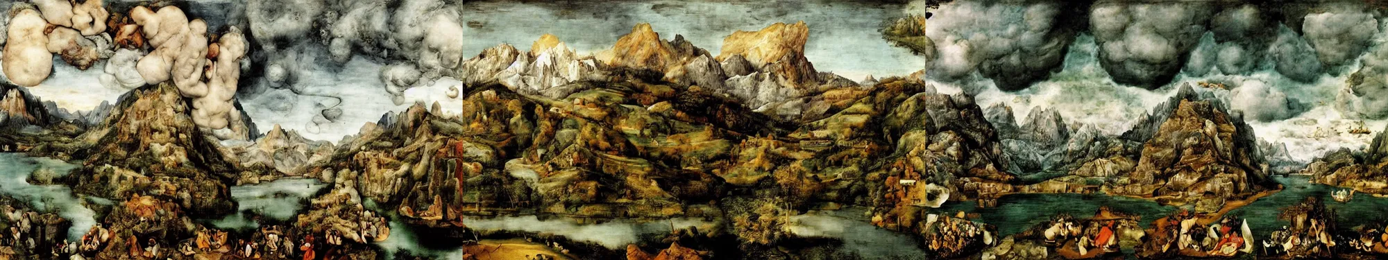 Prompt: lakeside mountains, by giuseppe arcimboldo