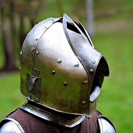 Image similar to A medieval armor helmet made for birds
