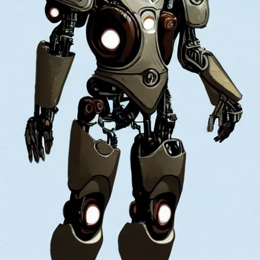 Image similar to The full body of a cyborg Man Character Warrior with an egg shaped head, Concept art, detailed