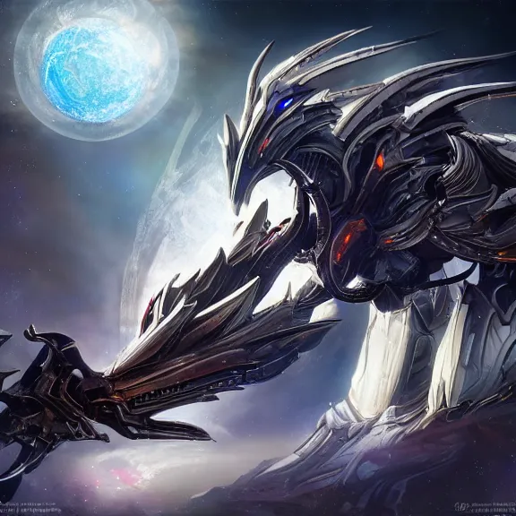 Image similar to giant stunning goddess shot, galactic sized beautiful hot anthropomorphic robot mecha female dragon, larger than the planet, gently caressing earth, looming over earth in space, detailed sleek silver armor, epic proportions, epic scale, highly detailed digital art, furry art, macro art, warframe fanart, destiny fanart, anthro, giantess, macro, furaffinity, deviantart, 8k 3D realism