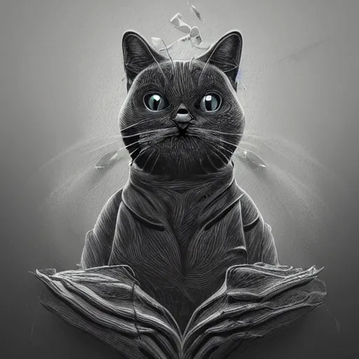 Image similar to Schrodinger cat, quantum mechanics, Surrealism, highly detailed, smooth, artstation, digital illustration