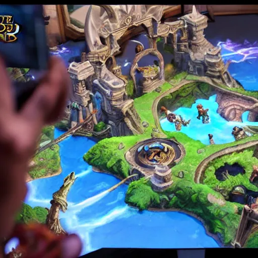 Image similar to a award winning photo of a stopmotion animation filming set of league of legends's map