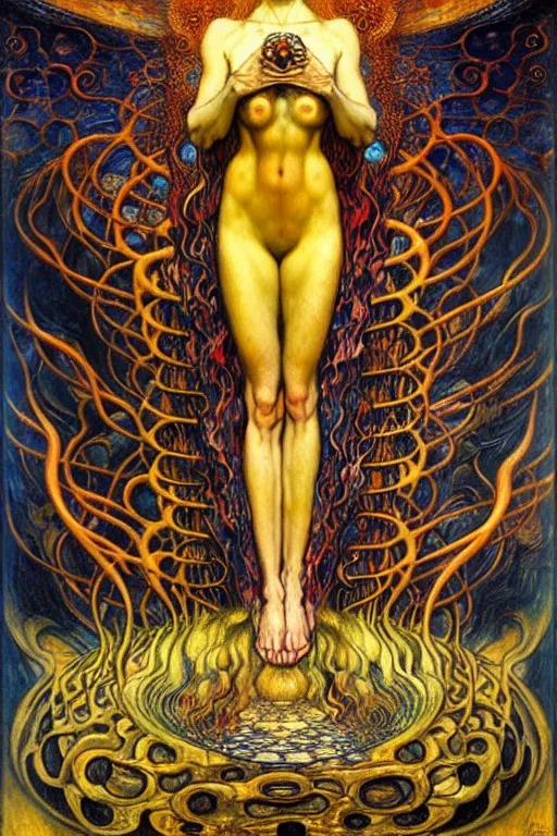 Image similar to Divine Chaos Engine by Karol Bak, Jean Delville, William Blake, Gustav Klimt, and Vincent Van Gogh, symbolist, visionary