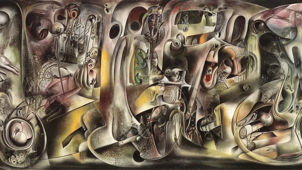 Prompt: a vision of interdimensional transport, by roberto matta, salvador dali, hans bellmer, giger