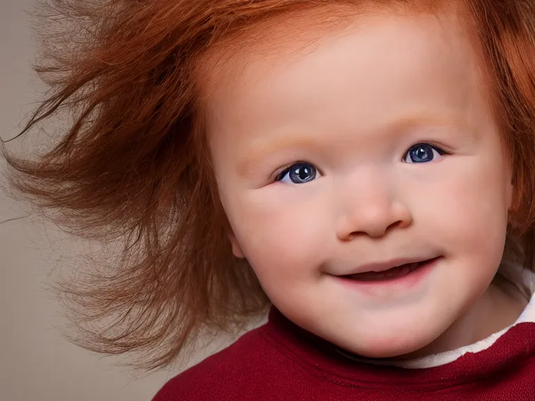 Image similar to close - up portrait of conan o'brien baby lookalike, studio photography, high resolution