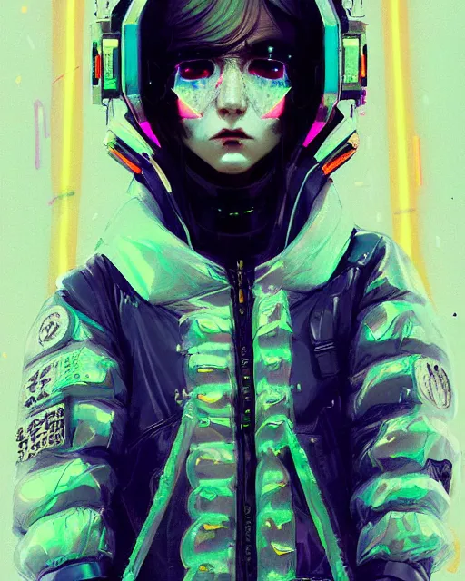 Image similar to detailed portrait neon operator girl, cyberpunk futuristic, neon, reflective puffy coat, decorated with traditional japanese by ismail inceoglu dragan bibin hans thoma greg rutkowski alexandros pyromallis nekro rene margitte, illustrated, perfect face, fine details, realistic shaded, fine - face, pretty face