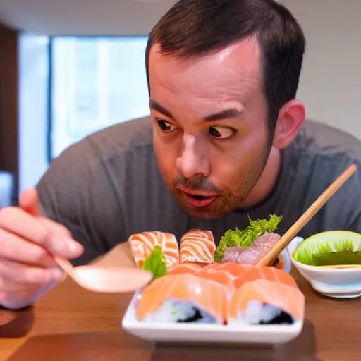 Prompt: Andrew tate eating sushi, hyper relastic, photo, 8k resolution-n 4