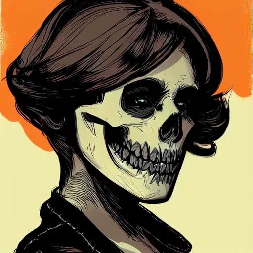 Image similar to portrait skull girl by petros afshar, tom whalen, laurie greasley, jc leyendecker and singer sargent