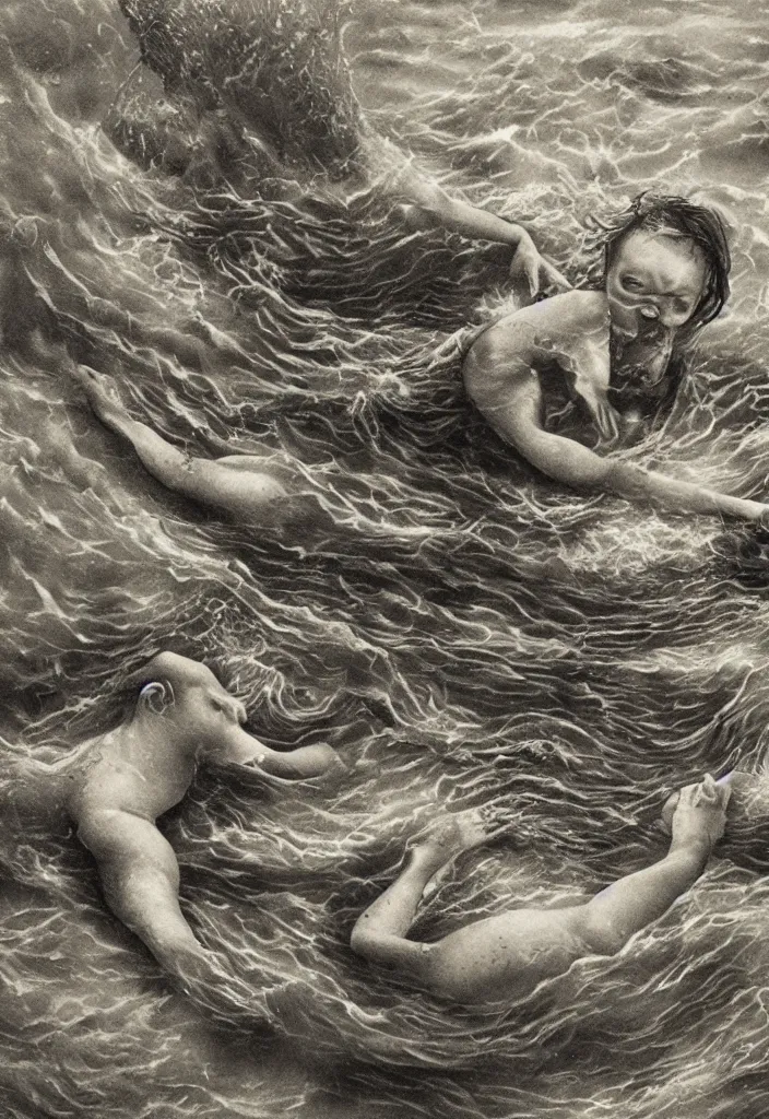 Image similar to highly detailed surrealist art about drowning slowly