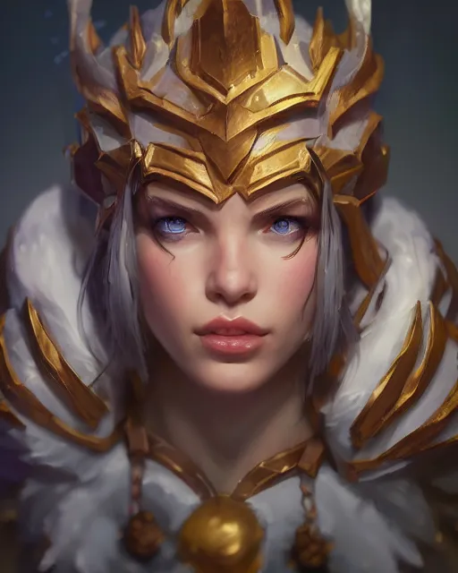 Image similar to league of legends portrait, au naturel, hyper detailed, digital art, trending in artstation, cinematic lighting, studio quality, smooth render, unreal engine 5 rendered, octane rendered, art style by klimt and nixeu and ian sprigger and wlop and krenz cushart.