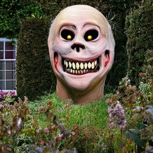 Image similar to looking out of your window and nightmare fuel standing in your garden at night, photo