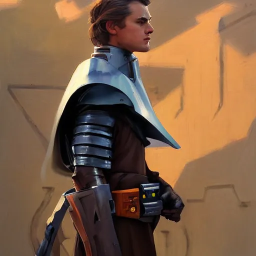 Image similar to greg manchess portrait painting of armored anakin skywalker as overwatch character, medium shot, asymmetrical, profile picture, organic painting, sunny day, matte painting, bold shapes, hard edges, street art, trending on artstation, by huang guangjian and gil elvgren and sachin teng